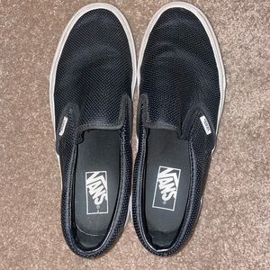Black leather slip on vans